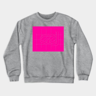 REVERSED GRID DRAWING OF A DIVE MASK pink Crewneck Sweatshirt